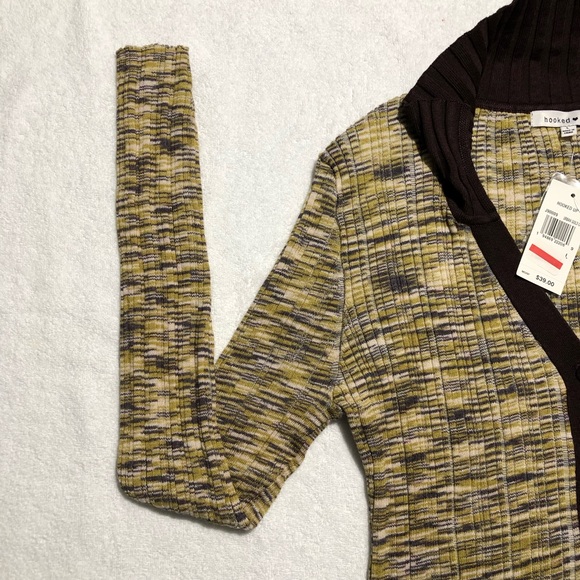 Hooked up Womens Ribbed Collared Cardigan Sweater, Size L, New - Picture 5 of 10